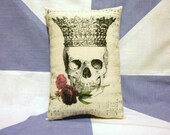 Skull In Crown With Rose Halloween Vintage Style  Cushion Pillow