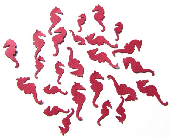 Nautical Seahorse Cutouts, Confetti - Red