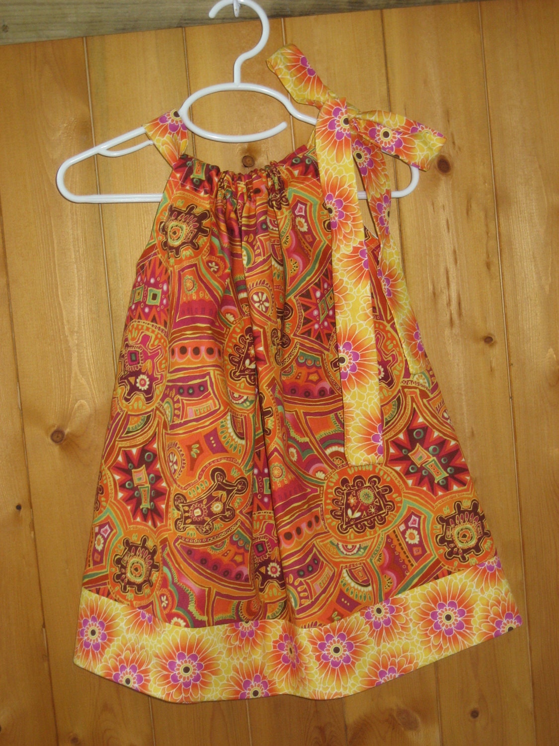 Patchwork Orange Aboriginal Design by Legacy Studio Pillowcase style infant toddler girls dress 2T ONLY