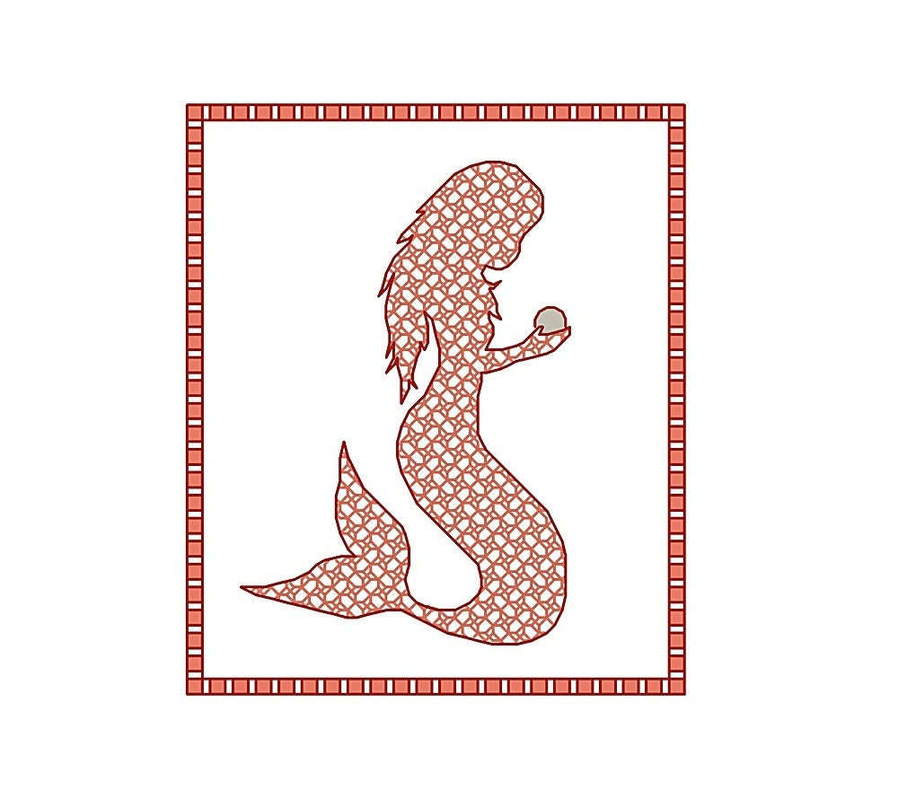 Blackwork Mermaid, blackwork chart PDF pattern mermaids
