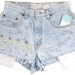 Studded Shorts Vintage Distressed High Waisted Denim Aztec Tribal Pattern Levi Hipster Boho Coachella Pocket Upcycled Medium Large W29