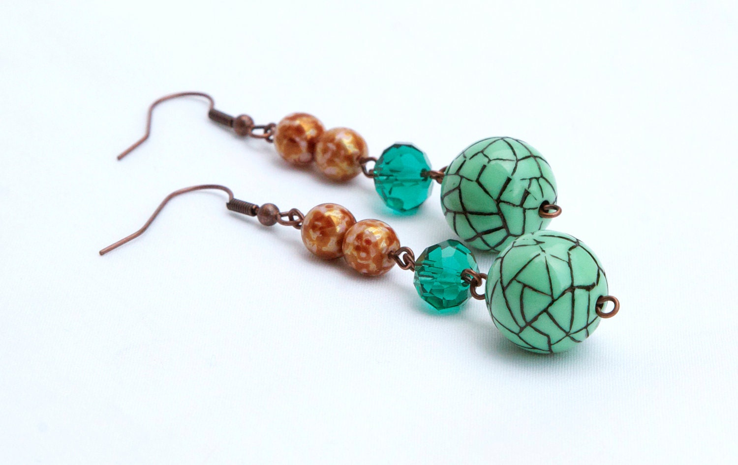 Light Green Crackle Earrings