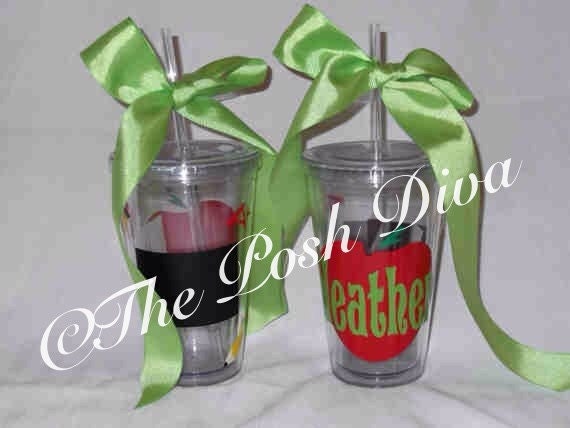 lot of 3 Personalized Teacher cup 16 oz. Acrylic Tumbler with lid and straw