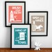 Bathroom Art Prints, Wash Your Hands, Brush Your Teeth, Wash behind your ears, No splashing, Pick 3 -custom colors- 5x7