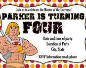 Custom Made He-Man and She-Ra Birthday Party Invitations