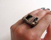 Thick Melting Carved and Cast Bronze Ring