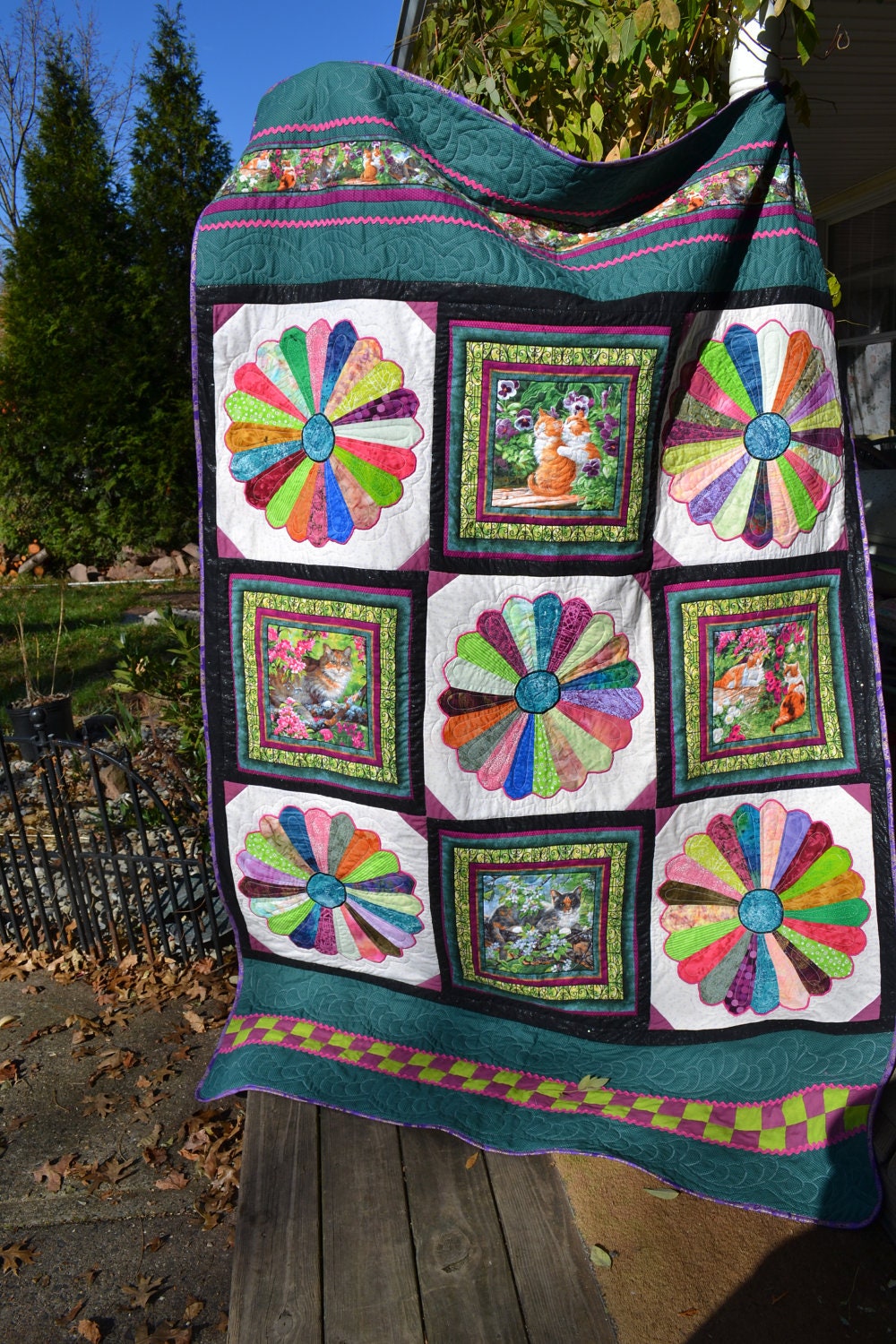 Cat Lover Quilt  &  Dresden Plate and Feline Friends Lap/Twin Quilt