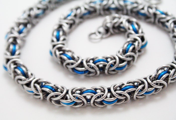 Byzantine Necklace: Bright Aluminum and Anodized Aluminum
