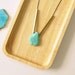 Turquoise Necklace : Raw Turquoise Magnesite Slab on Long Brass Tubes Statement Necklace