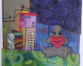 Fine Art Giclee Print  of my Original Painting titled Love and Peace in the City 12x12