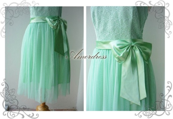 FREE SHIP TODAY--Amor Vintage Inspired- Princess Romance-Gorgeous Lace Dress in Green Shade for Wedding, Prom, Any -Fit S-M-
