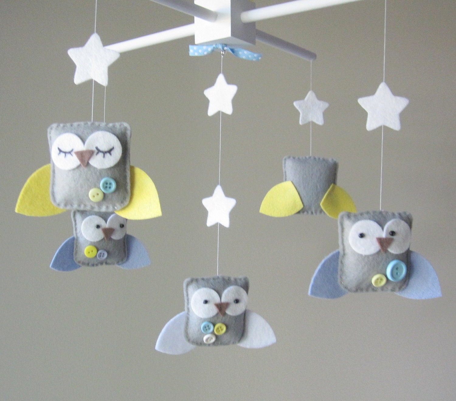 Baby Crib Mobile - Baby Mobile - Owl Mobile - Neutral Mobile - You can Customize your colors :)
