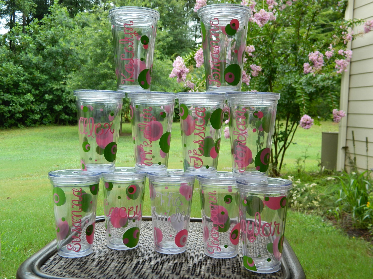 Set of 11 Personalized Acrylic/Tumbler with Lid and Straw for Brides and Bridesmaids
