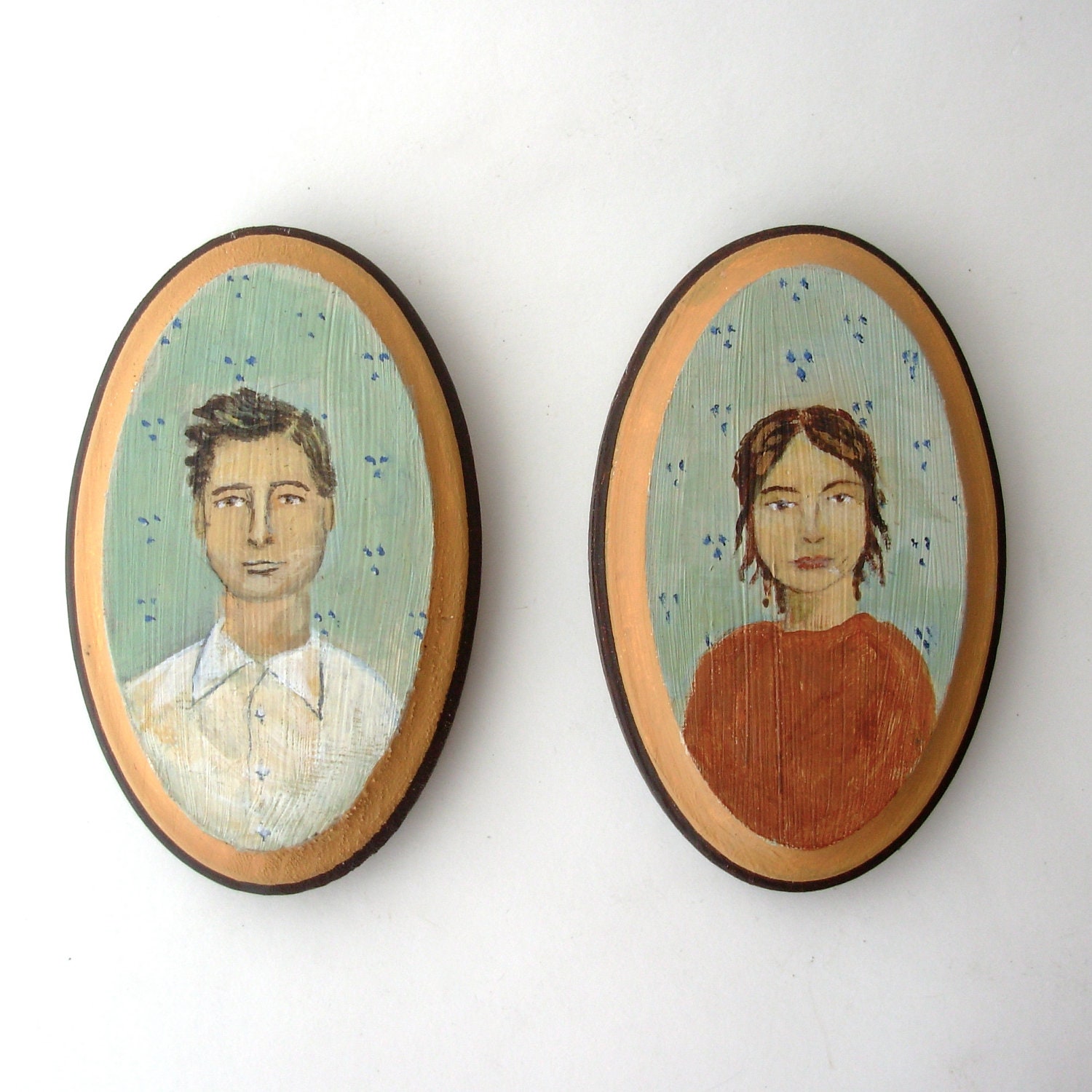 Custom Couple Portrait Personalized Original Art on Wood in a Vintage Style