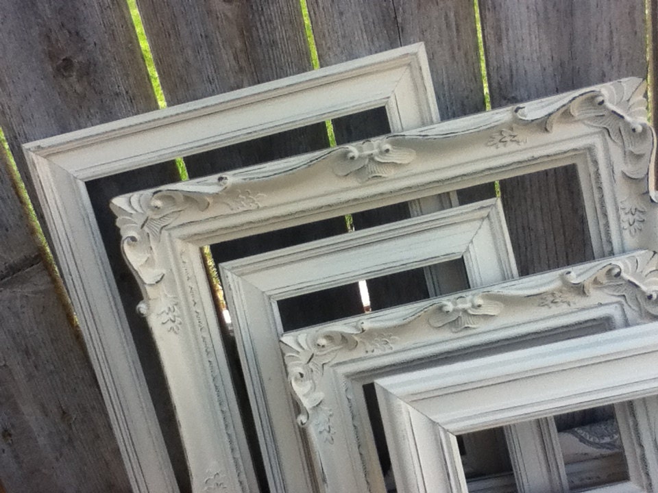 Shabby Chic PICTURE FRAMES  - Any Color -  Wedding Nursery Housewarming - Glass and Backing - Tabletop and Wall Hanging