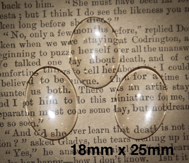6 Oval Glass Cabochons 18mm x 25mm Clear domed Glass fits into Decorative oval pendants to Make Photo jewelry