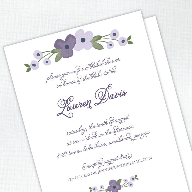 Simply Floral Bridal Shower Invitation - PRINTED - Printable file also available Il_570xn