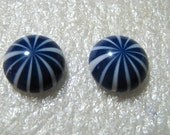 FINAL CLEARANCE Vintage Lucite Cobalt & White Cabochon bead destash