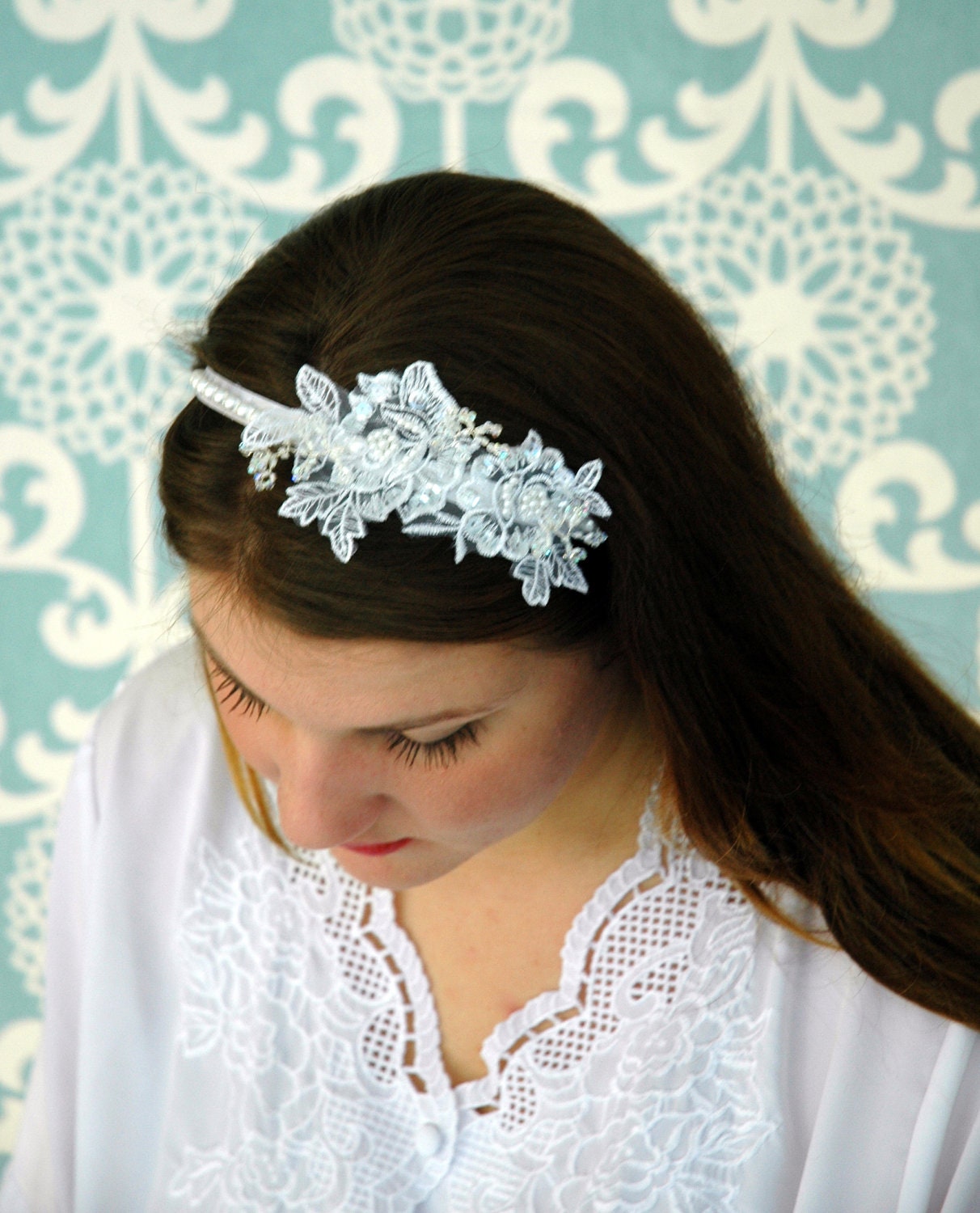 White Lace Bridal Headband - Bridal Accessories - Bridal Hair