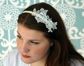 Ivory Bridal Headband - Ivory Lace Bridal Headband - Pearl Bridal Headband - READY TO SHIP
