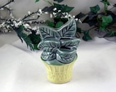 Vintage Ceramic Flower Pot Cheese Butter Knife Holder / 60s Kitsch