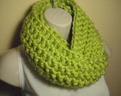 Neon Lime Green Cowl Infinity Circle Scarf Neckwarmer Extra Thick Extra Bulky