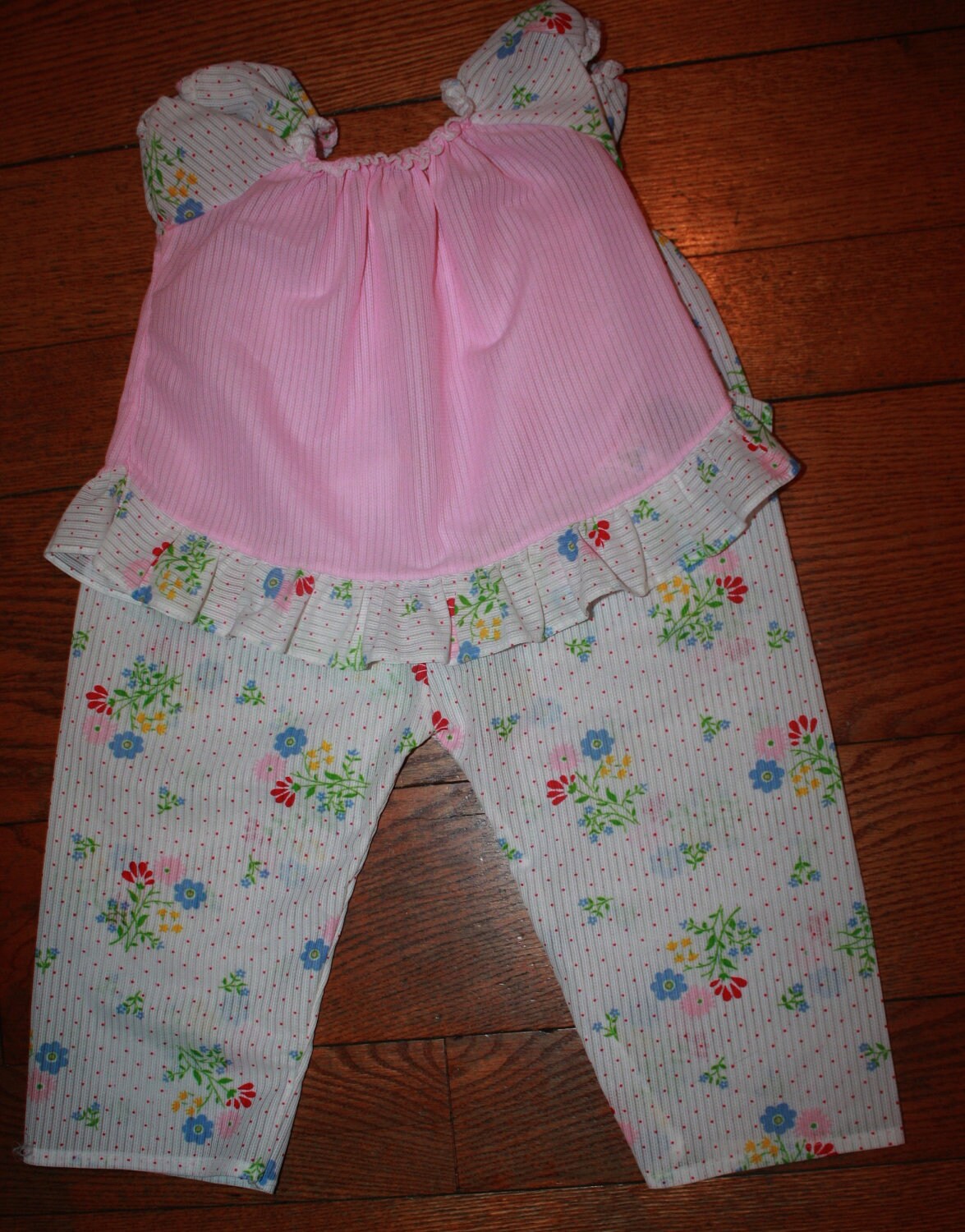 VTG Toddler Girl Summer Pink and White Pajamas - Sz. 4T