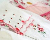 Vintage Set of 6 Shades of PINK Hankie collection lot sold by the half dozen for tea party Napkins party favors baby girl or wedding shower