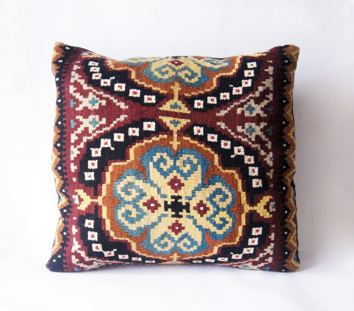 Big Kilim Geometric Pillow Cover for Home decor, Balcan pillow - Bohemian Ethnic Wool Rustic Turkish Hand Woven Kilim Pillow Case  20 x 20
