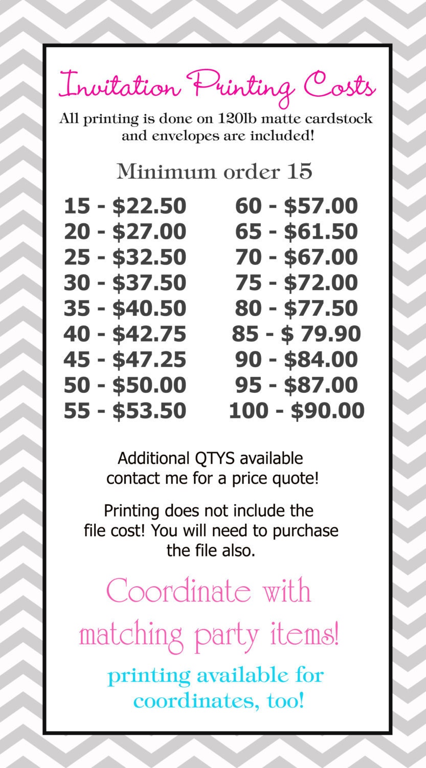 30 Printed Invitations and your color choice of envelopes Il_570xn