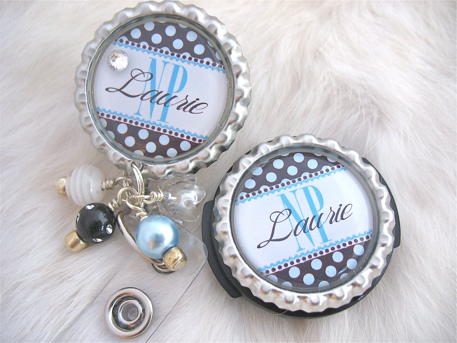 Personalized STETHOSCOPE ID Tag and Rn Badge Reel SET Jewelry Bottle Cap Md, Medical Dr, Lpn, Lvn, Pa, Charm Name Bag Clip Cover Id Badge