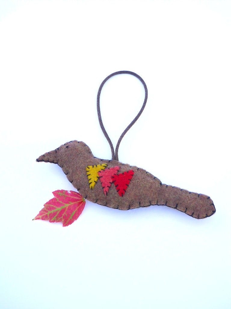Raven geometric ornament with red, orange and yellow, number 52