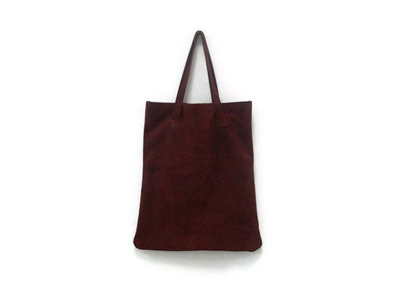 Bordeaux Leather Suede Tote Bag-OOAK