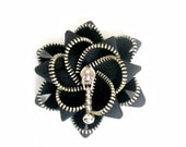 Black zipper flower brooch, YKK Zipper / Zipper Pin - Approx 2.8 in/ 7 cm - eco friendly, recycled jewelry
