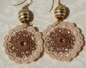 Crochet earring -Large crochet earring -Crochet earring jewelry- Brown earring