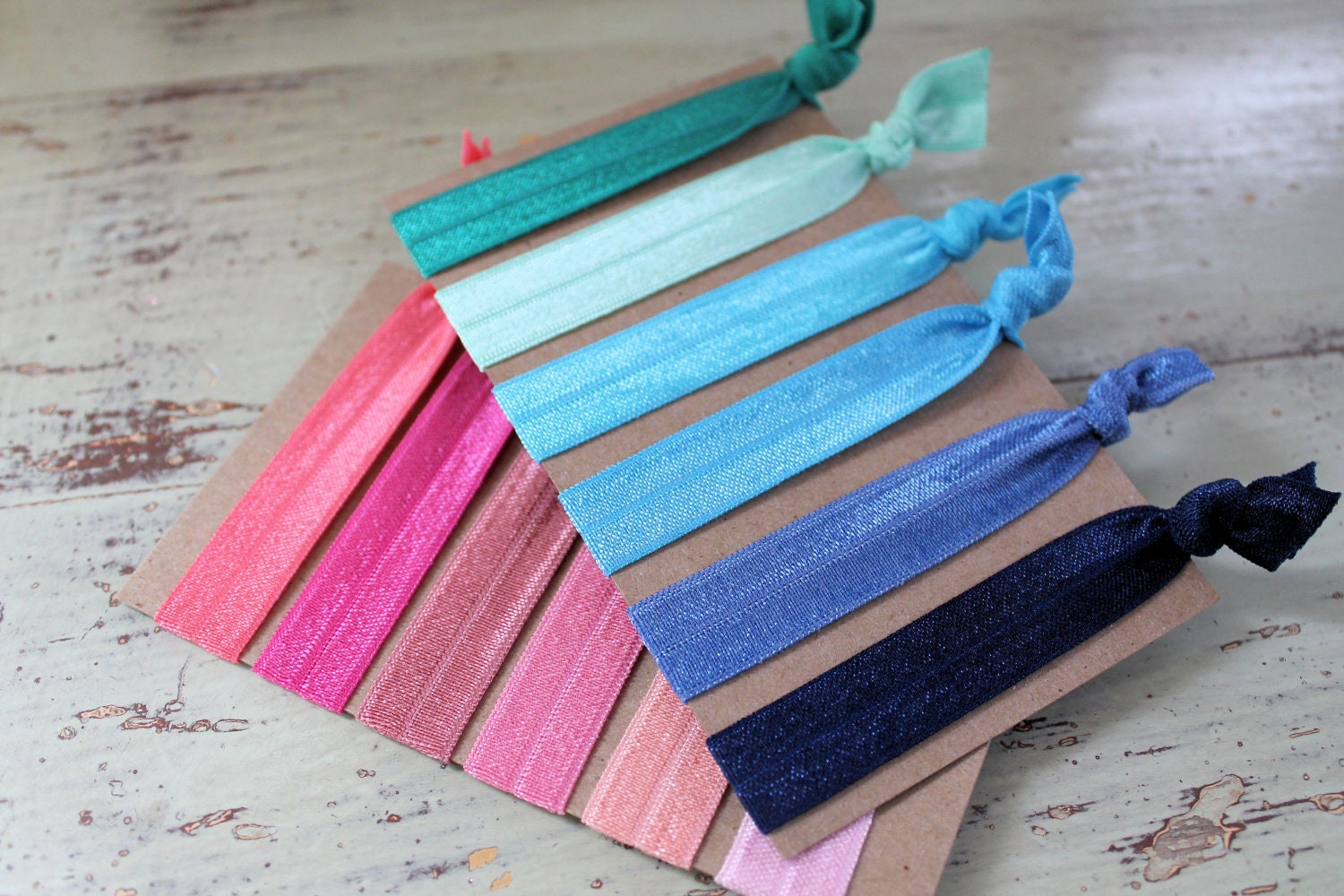 Elastic Hair Ties - pick 6 - ponytail holders - foldover elastic hair ties - knotted hair ties