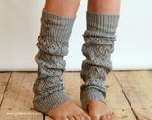 SALE SALE LouLou - light grey: Open-work Leg Warmers with Antique Silver Metal Buttons - legwarmers boot socks (item no.9-13)