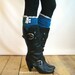 Teal cable-knit Boot Socks with ivory knit lace trim and buttons - lace socks (item no. 5-21)