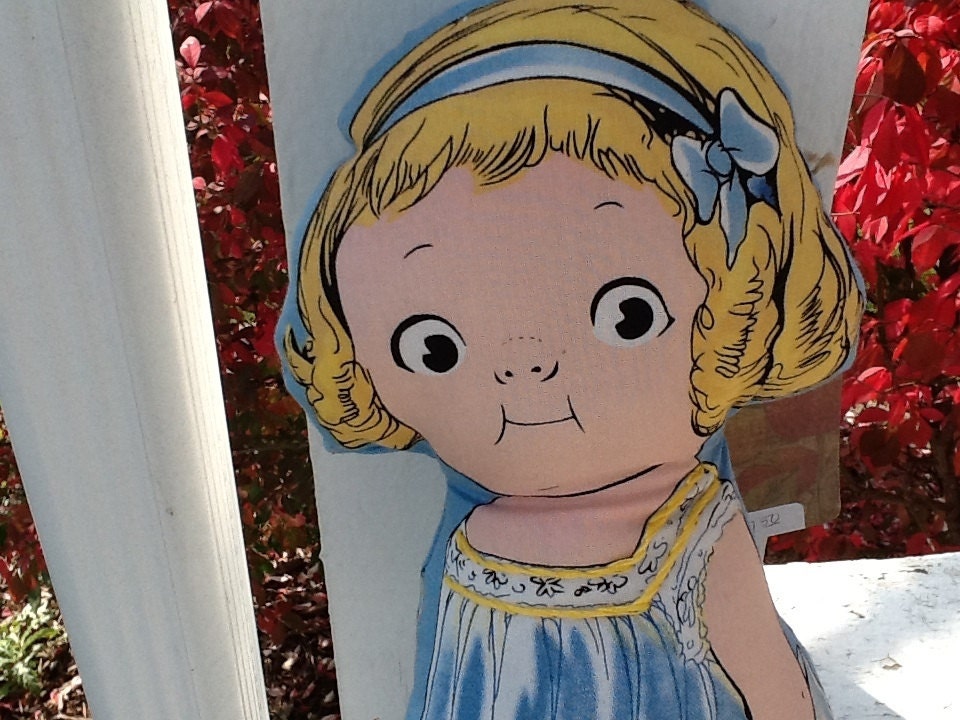 Shabby Chic Baby Softie -Blonde hair and blue dress