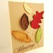 Handmade Fall Card, Blessings Stamp Embossed, Autumn Leaves, Sewn Card, Kraft, Christian Religious