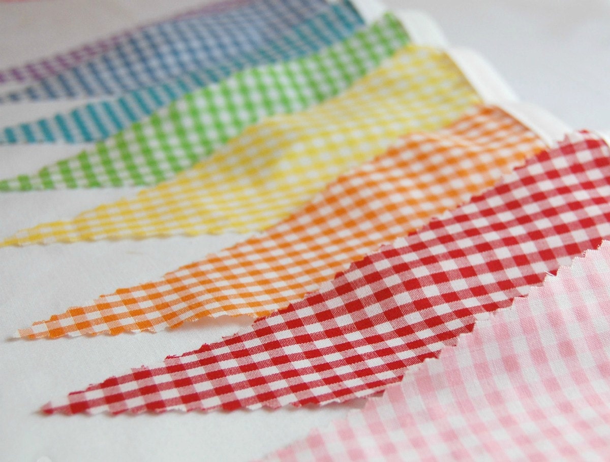 Gingham Bunting Banner - Fabric Bunting  Banner - Fabric Banner -  Flags Pennants - Featured In Brides Magazine August 2012