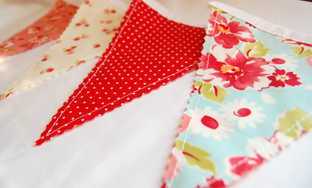 Ruby Bunting Banner - Fabric Banner - Fabric Bunting - Baby Bunting Banner - Flags Pennants