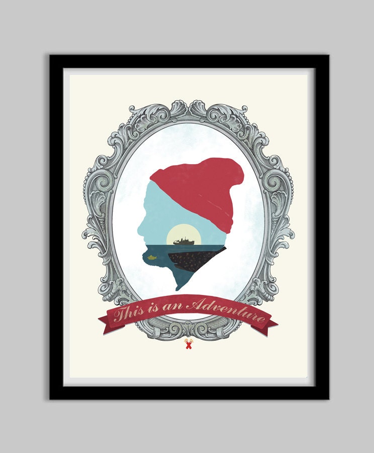 The Life Aquatic With Steve Zissou - This Is An Adventure - 16x20 - steve zissou, life aquatic, movie, poster, bill murray, typography
