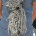Super bulky Hand Knit Scarf, in natural gray with raw curls, Handspun Wool Yarn