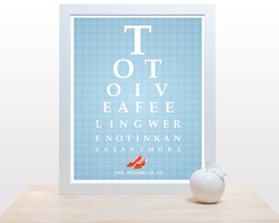Wizard of Oz - 11x14 Print  wall decor eye chart ruby slippers powder blue dorothy