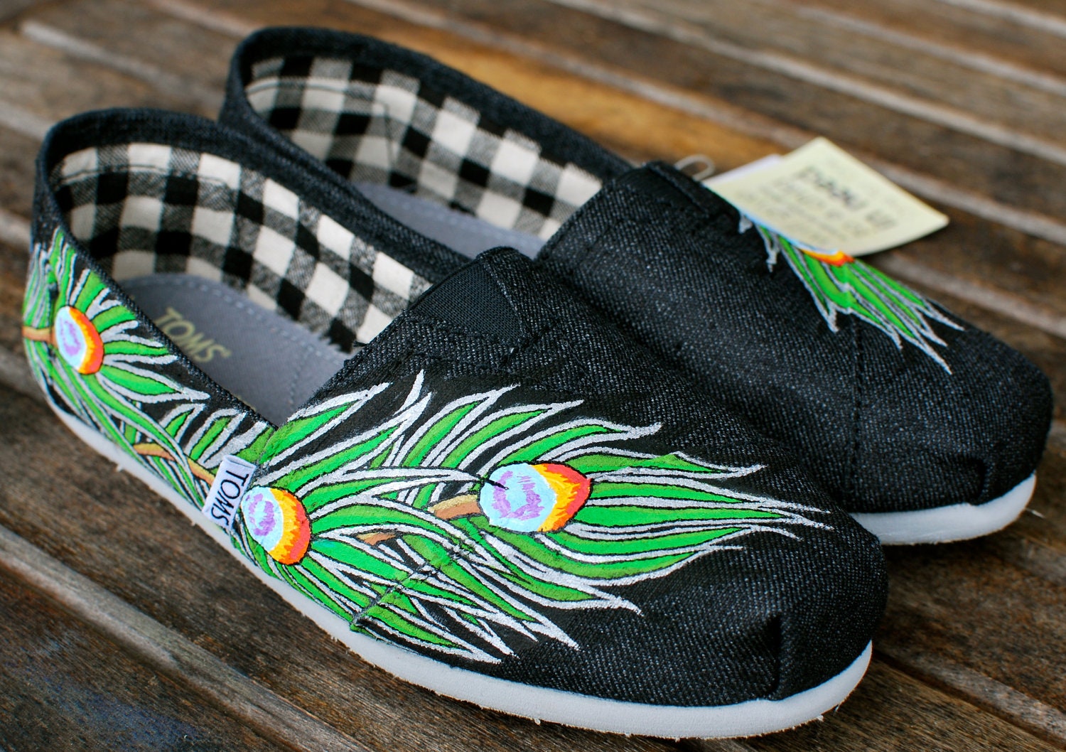 Vegan Slate Grey Peacock Feather TOMS shoes
