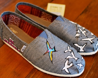 BE YOURSELF hand painted Vegan TOMS shoes