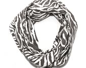 Zebra Print Scarf - Grey and White Circle Scarf on SALE