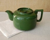vintage leaf green ceramic teapot