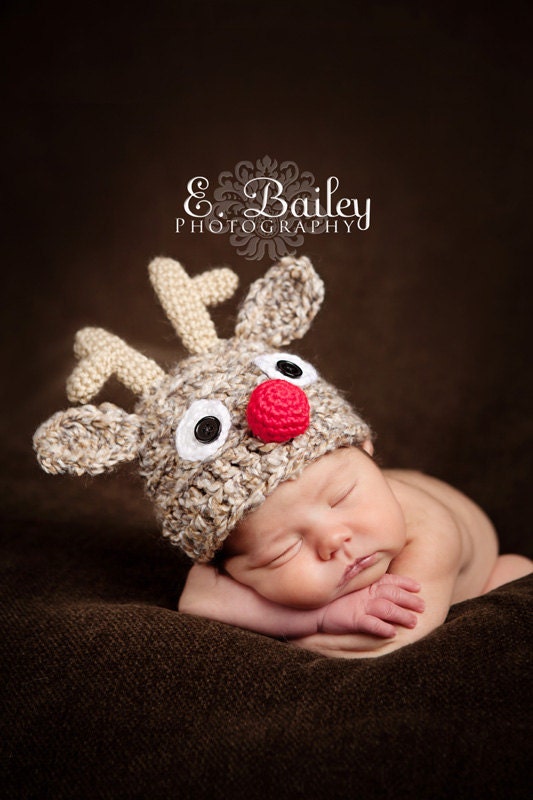 Reindeer Hat Crochet Baby Christmas